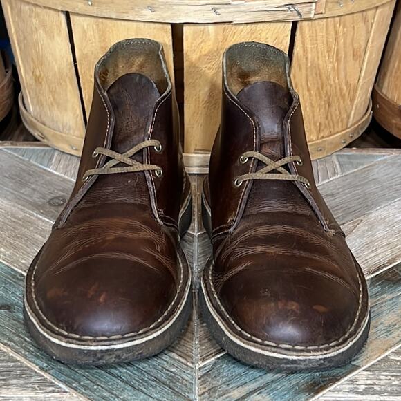 Clarks Originals Beeswax Brown Leather Crepe Sole Desert Chukka Boots Men Size 9 - Picture 4 of 11